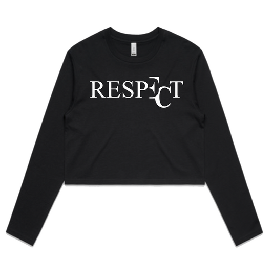 EC RESPECT BLACK AND WHITE CROP TOP TEE