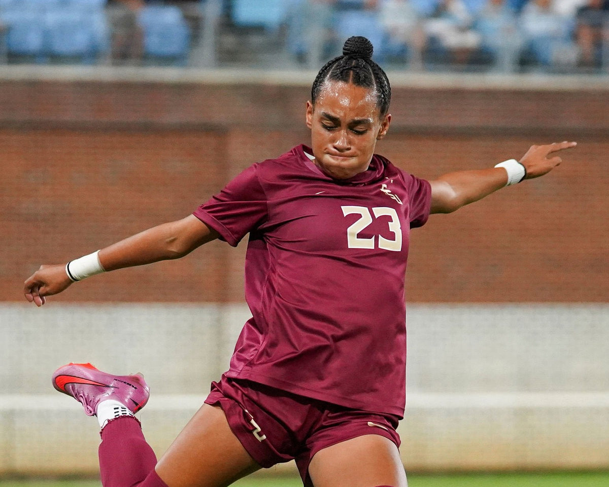 Enasia Colon playing for FSU Soccer against University Of North Carolina in Durham North Carolina in a 1-0 win for FSU Soccer
